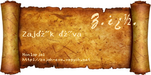Zaják Éva névjegykártya